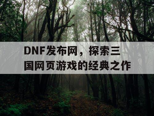 DNF发布网，探索三国网页游戏的经典之作