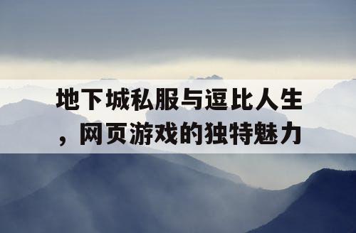 地下城私服与逗比人生，网页游戏的独特魅力