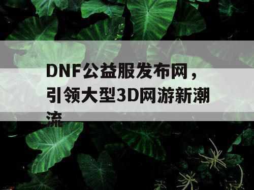 DNF公益服发布网，引领大型3D网游新潮流