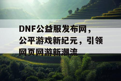 DNF公益服发布网，公平游戏新纪元，引领网页网游新潮流