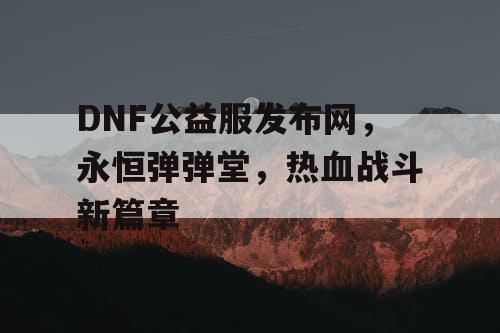 DNF公益服发布网，永恒弹弹堂，热血战斗新篇章