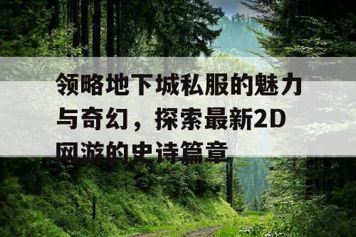 领略地下城私服的魅力与奇幻，探索最新2D网游的史诗篇章